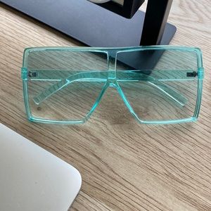 Teal/Green/Blue Oversized Frame Square Sunglasses